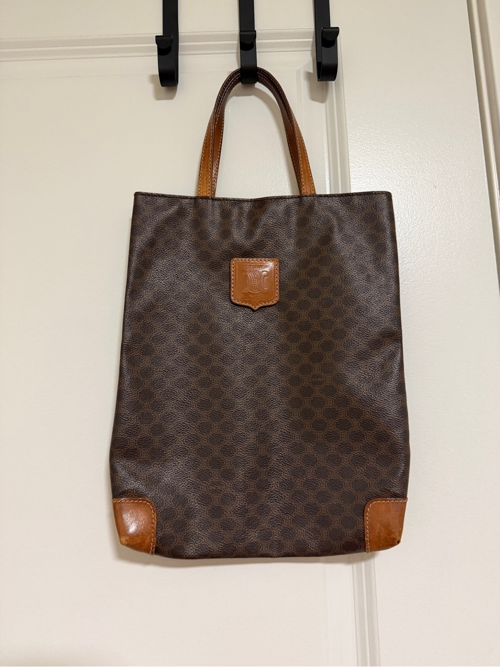 Celine Brown Tote with Tan Trim